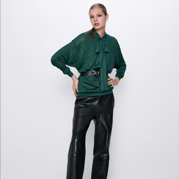 ZARA BNWT Metallic Thread Tied Sweater - Picture 6 of 8
